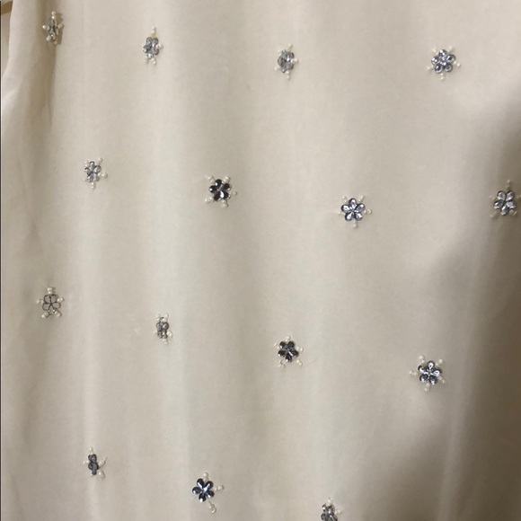 CREAM CHIFFON EMBROIDERED BLOUSE W ATTACHED CAMI - Picture 3 of 6